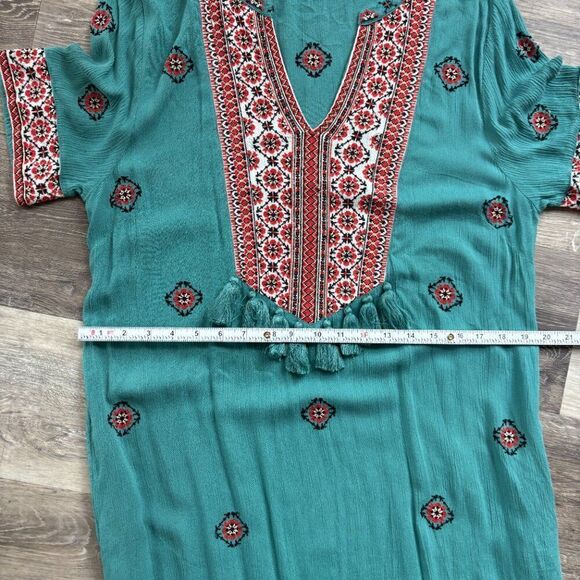 Sundance Tropical Dreams Maxi Dress Blue Red Embroidered Boho size medium - Picture 10 of 15